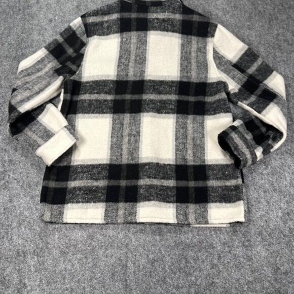 Jason Maxwell Womens Black White Plaid Chore Shacket Medium Shirt Jacket Fall - Picture 4 of 14